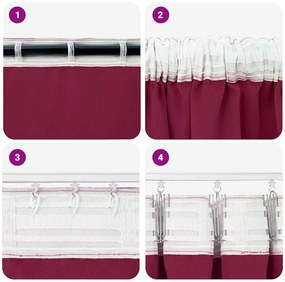 Cortinas 2 pcs Vinho Vermelho 260 x 140 cm Poliéster