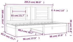 Sofá-cama sem colchão 80x200 cm madeira de pinho maciça branco