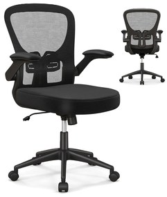 Cadeira de escritório ergonômica em malha com altura ajustável - preta