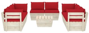 9 pcs conjunto lounge de paletes + almofadões madeira de abeto