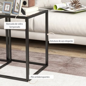 Conjunto de 2 Mesas de Centro Quadradas Conjunto de Mesas Auxiliares E