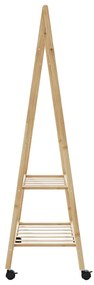 Cabide com prateleiras e rodas 96x45,5x155,5 cm bambu