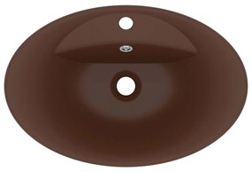 Lavatório luxuoso oval 58,5x39 cm cerâmica castanho-escuro mate