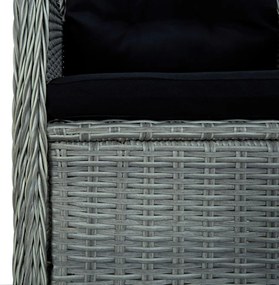 9 pcs conj. jantar exterior + almofadões vime PE cinzento-claro