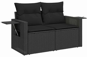Sofá de Jardim 12 Peças com Almofadas Pretas em Rattan Poliéster e Acá