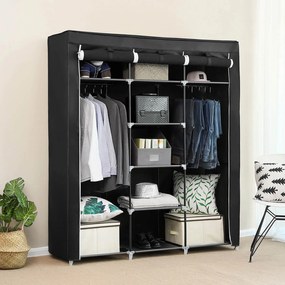Guarda Roupa grande em tecido 150 x 175 x 45 cm Preto