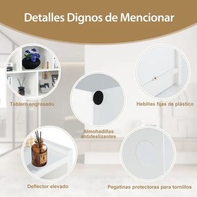 Estante aberta de 3 níveis com 8 armarios em forma de cubo 122 x 32 x 93 cm Branco