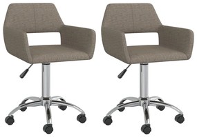 vidaXL Cadeiras de jantar giratórias 2 pcs tecido cinzento-acastanhado