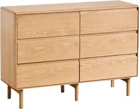 Cómoda De 6 Gavetas 120x40 Cm Em Madeira Treveris Castanho Roble - Sklum