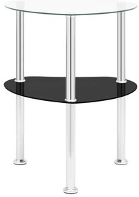 Mesa apoio 2 prateleiras 38x38x50cm vidro temp. transp./preto