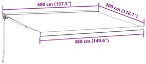 Toldo retrátil manual 400x300 cm bordô