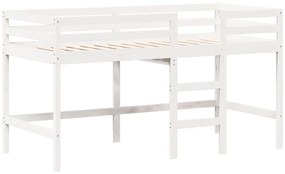 Cama alta c/ escada e telhado 80x200 cm pinho maciço branco