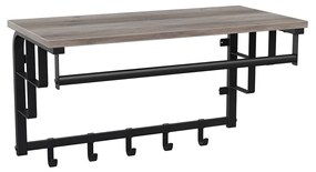 Cabideiro de parede com prateleira e 5 ganchos | VASAGLE | 66 x 30 x 27 cm | greige e preto | LCR012B02.