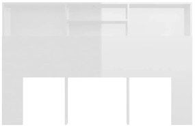 Armário de cabeceira 160x19x103,5 cm branco brilhante