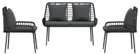 Conjunto de Jantar para Jardim 3 pcs Preto, Antracite