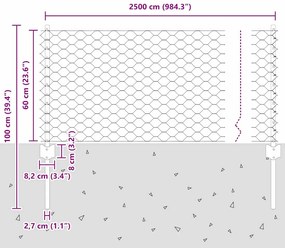 Postes de Cerca vidaXL 11 pcs U-Channel Cinza 60 cm Aço