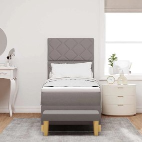 Cama Box Spring com Colchão &amp; Banco Taupe 80x200 cm Tecido
