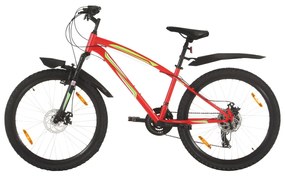 Bicicleta de montanha 21 velocidades roda 26" 42 cm vermelho