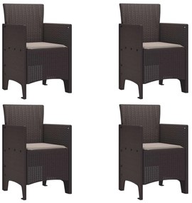 vidaXL Cadeira de Jardim 4 pcs Castanho 53 x 49 x 85 cm Polipropileno