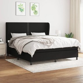 vidaXL Cama com molas/colchão 180x200 cm tecido preto