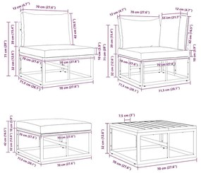 Conjunto de Sofá de Jardim 11 pcs Preto 70 x 70 x 32 cm