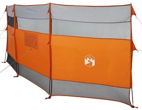 Corta-vento de campismo 510x153 cm impermeável cinza/laranja
