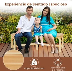 Banco Curvo para Exterior 170 x 58 x 45 cm para 2-3 Pessoas Capacidade de Carga de 360 kg Sem Encosto para Jardim Natural