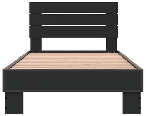 Estrutura de cama 90x190 cm derivados de madeira e metal preto