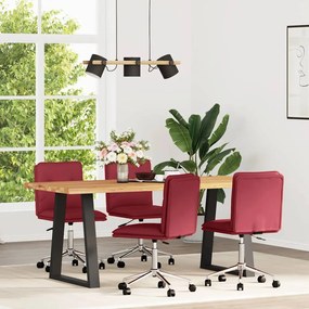 vidaXL Cadeiras de jantar 4pcs couro artificial vermelho tinto
