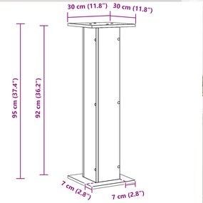 Suporte para Plantas vidaXL 2 pcs Carvalho Preto 30x30x95 cm Madeira C