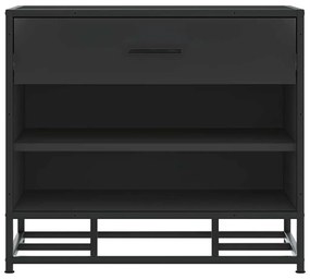 Banco para calçado 60x40x53,5 cm madeira e metal preto