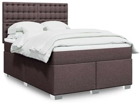 vidaXL Cama com molas/colchão 140x190 cm tecido castanho-escuro