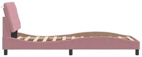 Estrutura de cama c/ luzes LED 90x200 cm veludo rosa