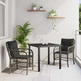 vidaXL Conjunto de Jantar de Jardim com Almofadas Cinza Vime Poliéster
