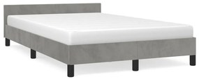 Estrutura de cama c/ cabeceira 120x190 cm veludo cinza-claro