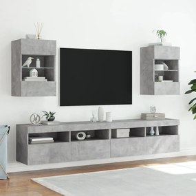 Móvel de parede p/ TV c/ luzes LED 40x30x60,5 cm cinza cimento