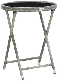 3 pcs conjunto bistrô jardim vime PE e vidro temperado cinzento