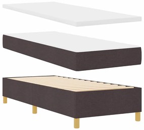 Cama Box Spring com Colchão e LED Castanho Escuro 80x200 cm Tecido