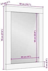 Espelho de casa de banho 50x70x2,5 cm mangueira maciça e vidro