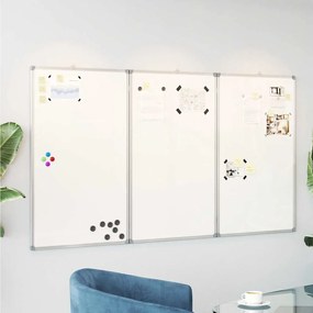 Quadro branco magnético dobrável 180x100x1,7 cm alumínio