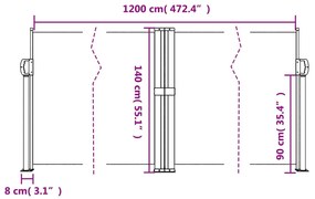 Toldo lateral retrátil 140x1200 cm azul