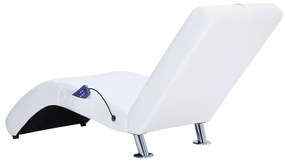 Chaise longue de massagem c/ almofada couro artificial branco