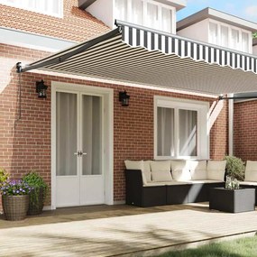 Toldo retrátil 5x3 m tecido e alumínio antracite e branco