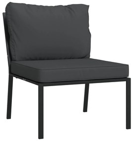 9 pcs conjunto lounge de jardim aço c/ almofadões cinzentos