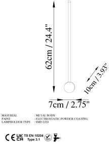 Candeeiro de Parede Sword - Branco - 62x10x7cm