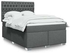 vidaXL Cama com molas/colchão 140x190 cm tecido cinzento-escuro