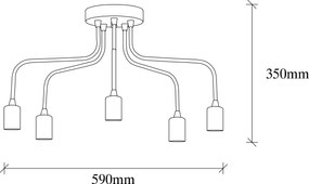 Candeeiro de Teto Candelabra – Preto – 59 x 59 cm