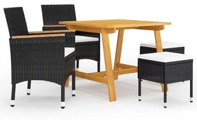 vidaXL 5 pcs conjunto de jantar para jardim preto