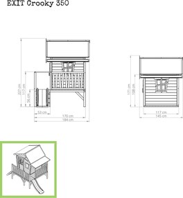 Casa de brincar exterior para crianças Crooky 350 em madeira - cinza-bege