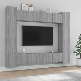 vidaXL Conjunto móveis de TV 8 pcs madeira processada sonoma cinza